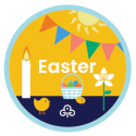 Easter holiday woven badge